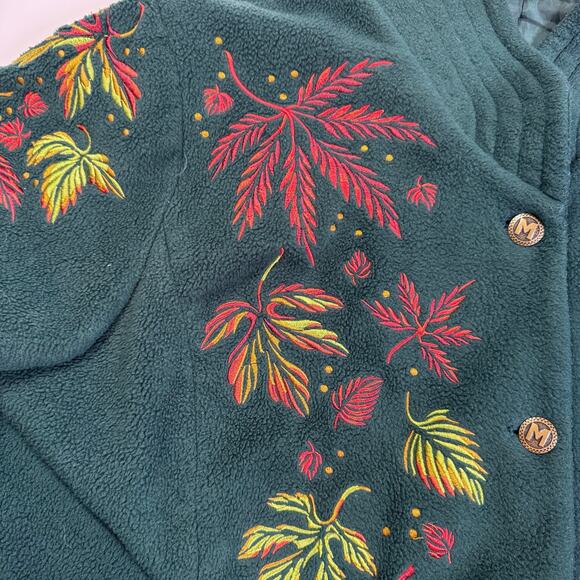 Bob Mackie Wearable Art Green Fall Leaves Womens Jacket Sweater Cottagecore 1X - Picture 8 of 11